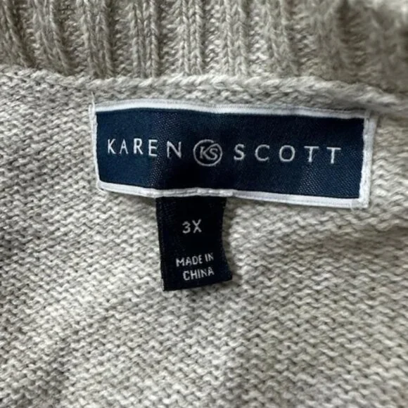 Christmas Cats Holiday Sweater Karen Scott 3X Sparkly Embellished Top - Picture 4 of 10